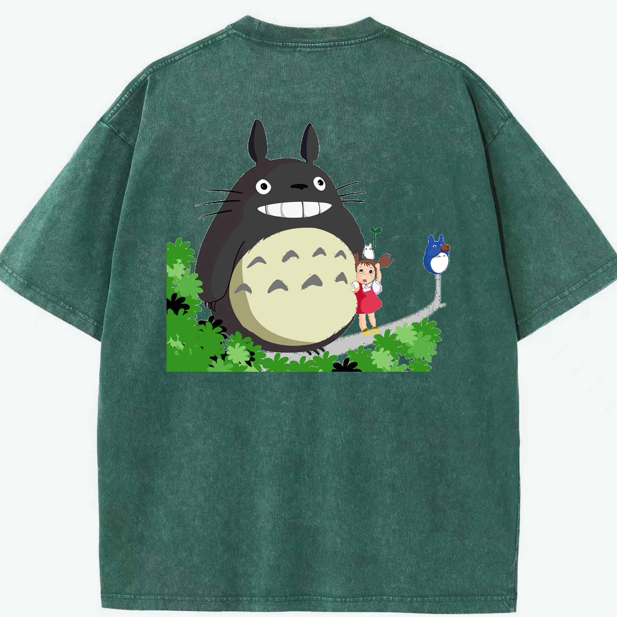 （画像用） となりのトトロ 草壁メイ 草壁サツキ My Neighbor Totoro Satsuki Kusakabe Mei Kusakabe 綿100% ヴィンテージ風 半袖Tシャツ（背面プリント）